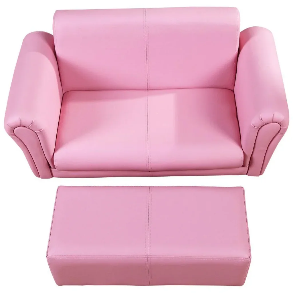 Kindersofa mit Hocker rosa Sessel Kinder Softsofa