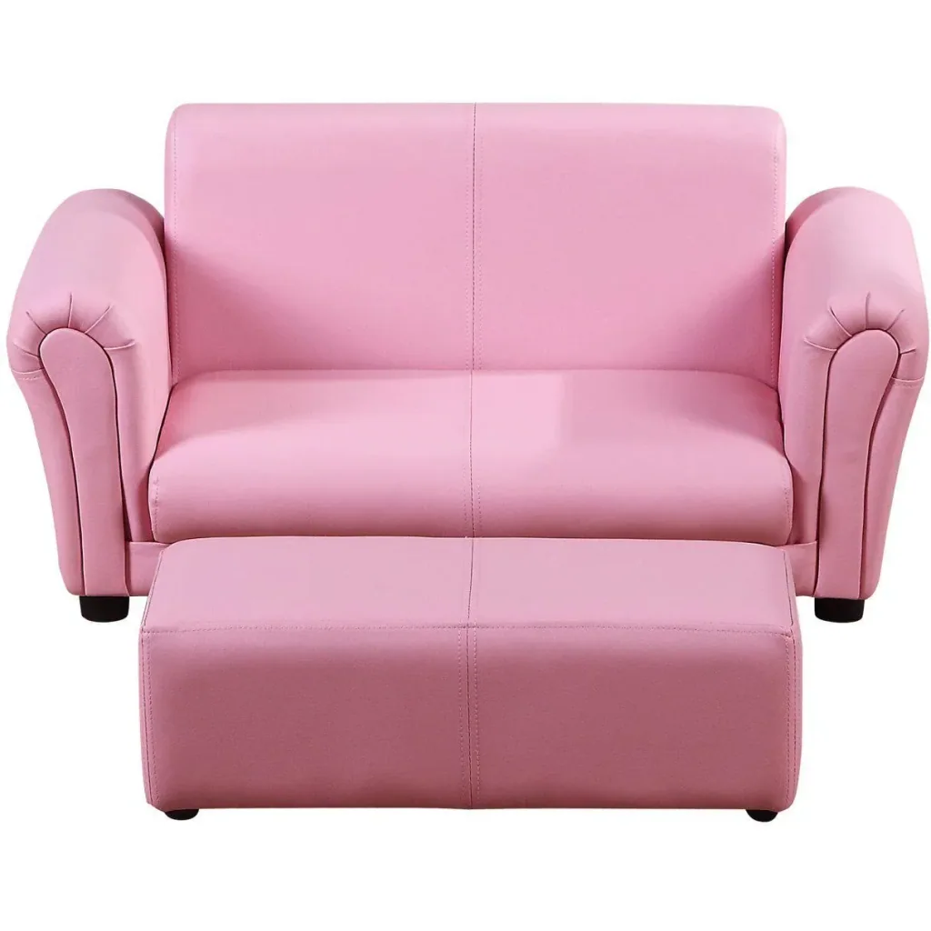 Kindersofa mit Hocker rosa Sessel Kinder Softsofa