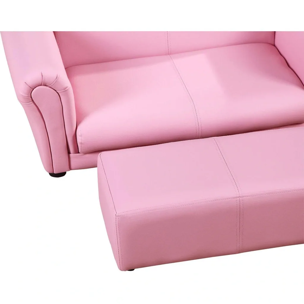 Kindersofa mit Hocker rosa Sessel Kinder Softsofa