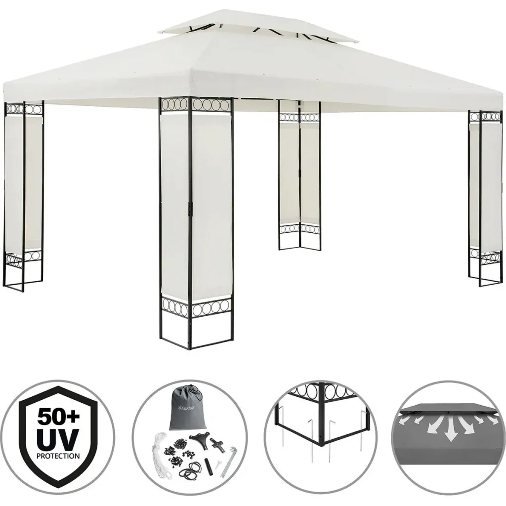 Pavillon/Gartenpavillon XXL - 3 x 4 x 2,6m - creme