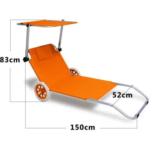 Liege Mobile Kreta Orange Aluminium mit 2 Rädern