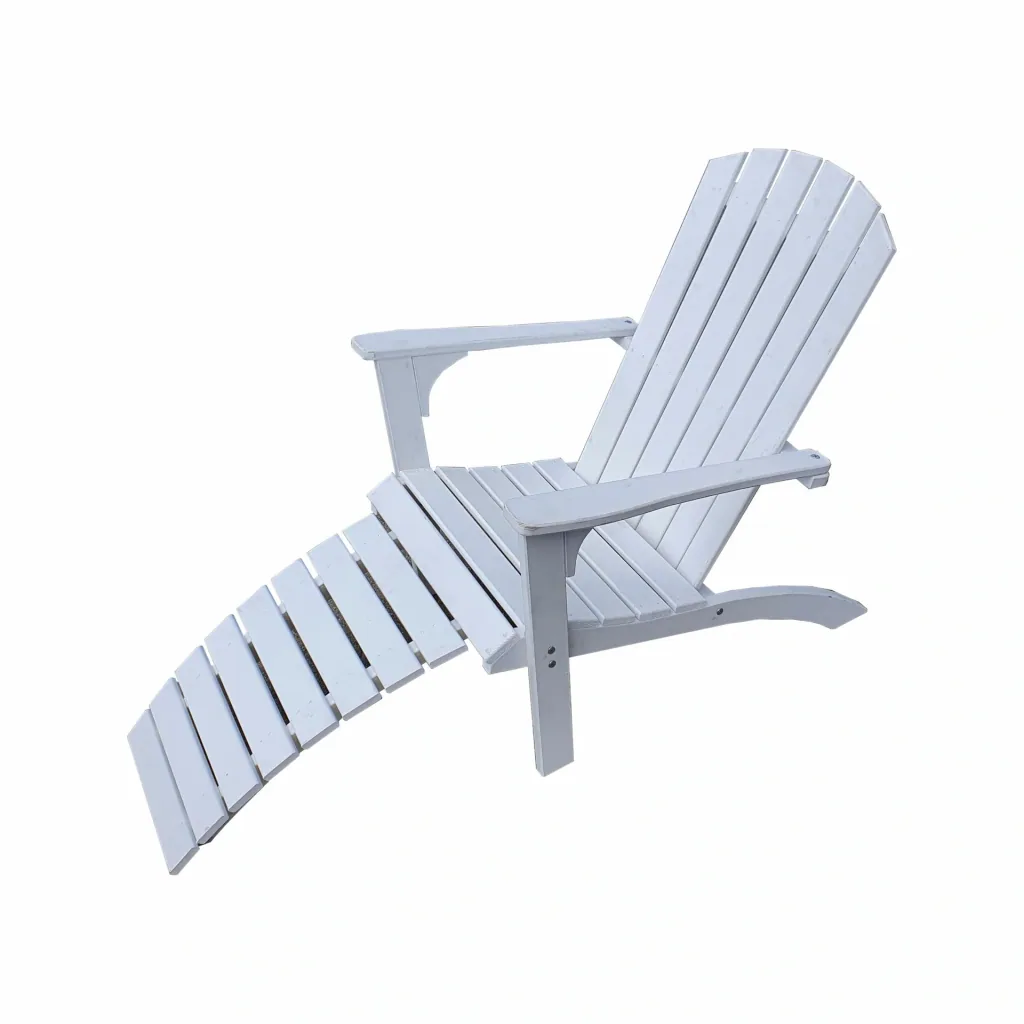 Deckchair mit Fußablage, weiß lackiert