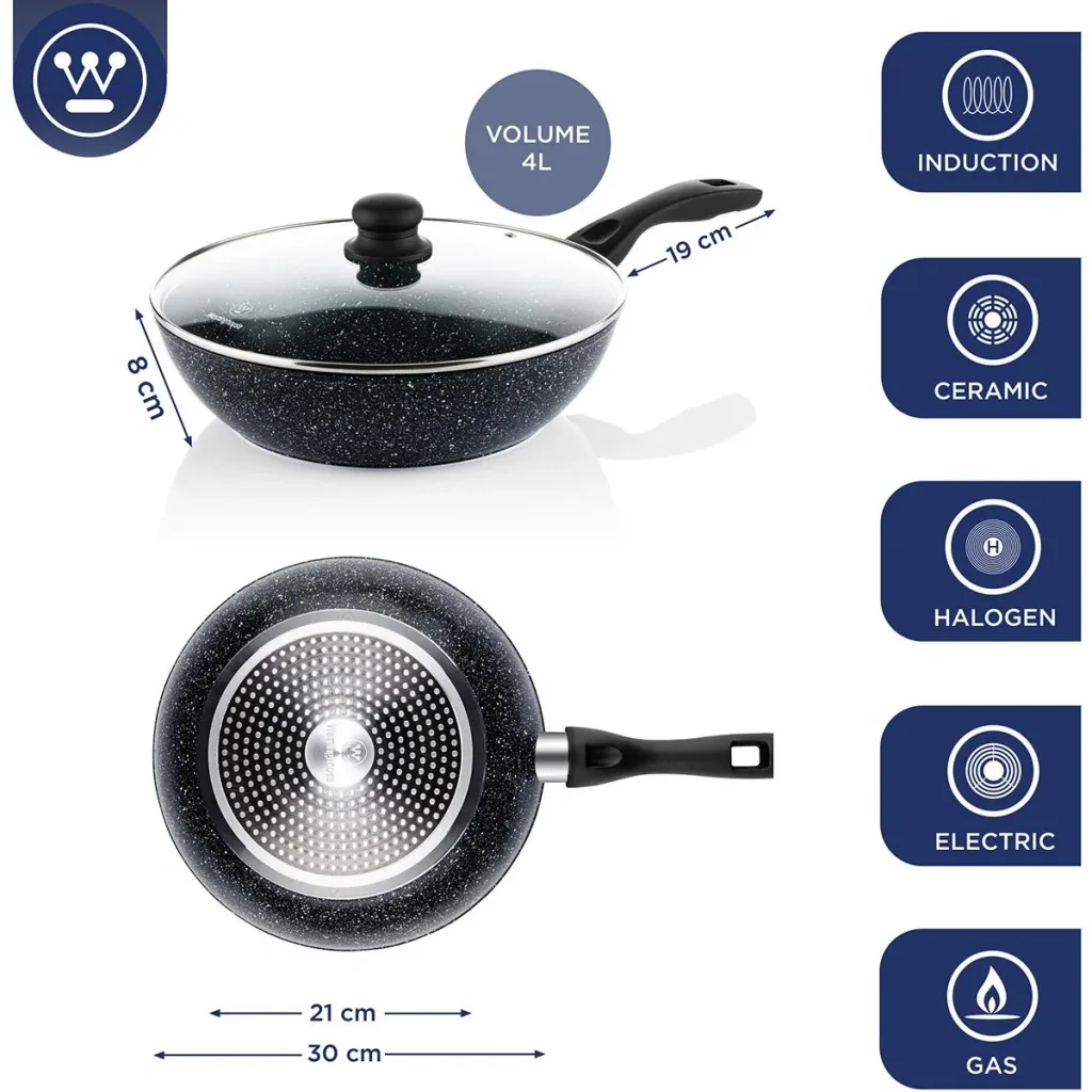 Wok-Pfanne Ø30 cm (12,5") Schwarzer Marmor