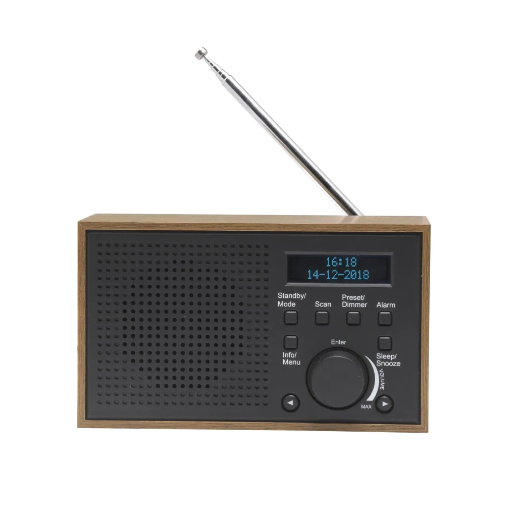 Retroradio mit Weckfunktion in Holzoptik, dunkelgrau DAB-46