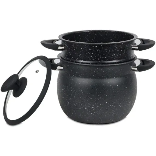Couscous-Pfanne - 6L - Schwarz - 26x26x26 Cm