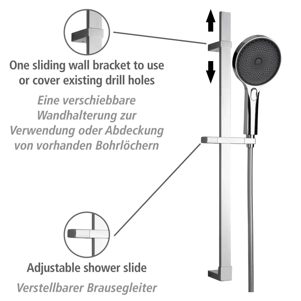 Brauseset Softwater Chrom, Länge Stange: 68 cm