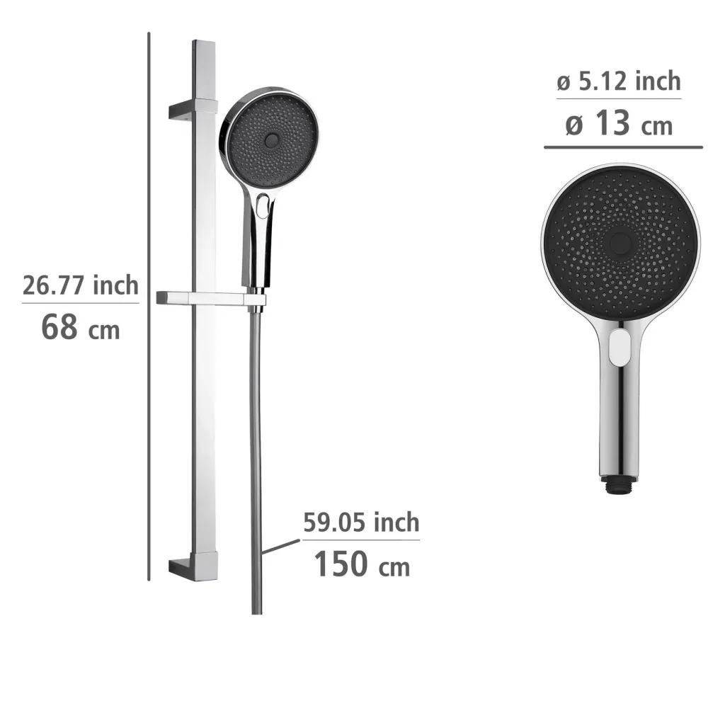 Brauseset Softwater Chrom, Länge Stange: 68 cm