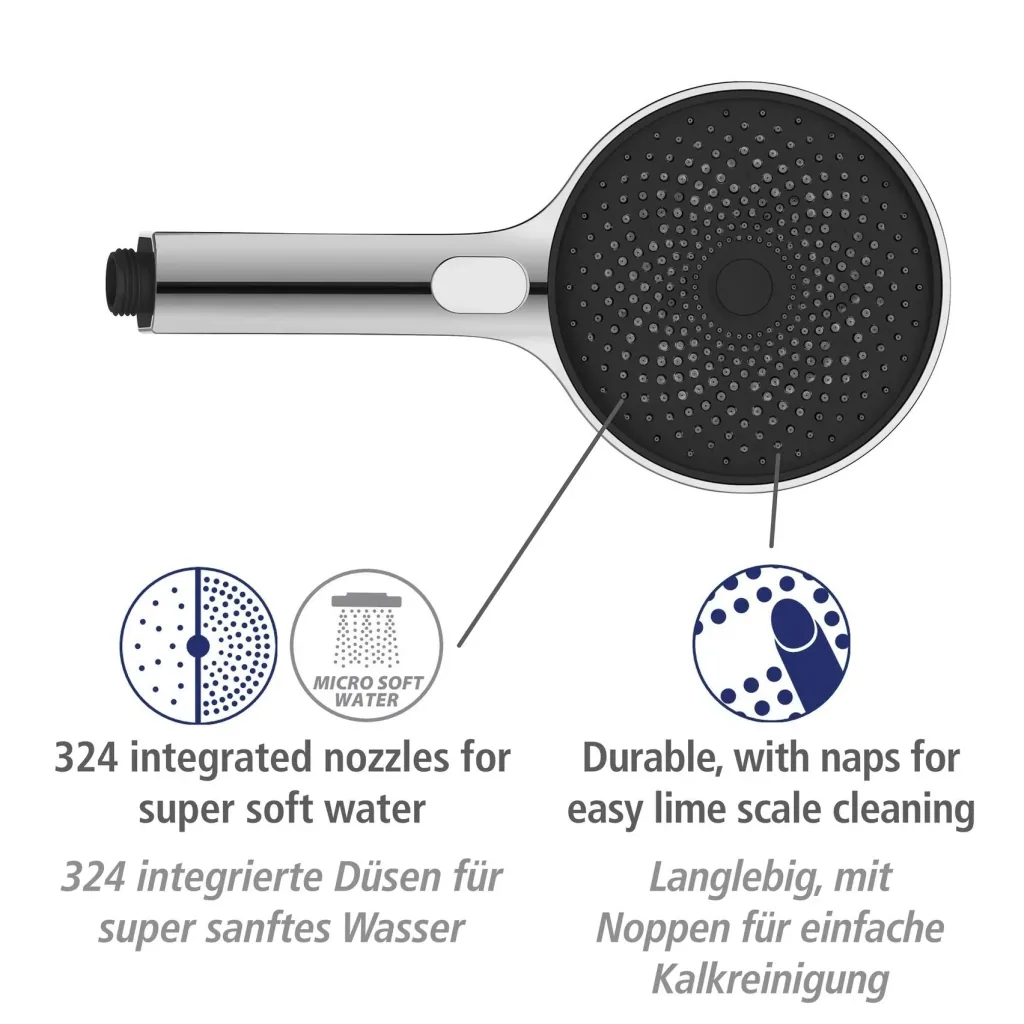 Brauseset Softwater Chrom, Länge Stange: 68 cm