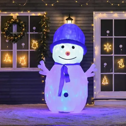 1,8 m aufblasbarer Schneemann mit 2 LED-Drehlichtern Weihnachtsdeko