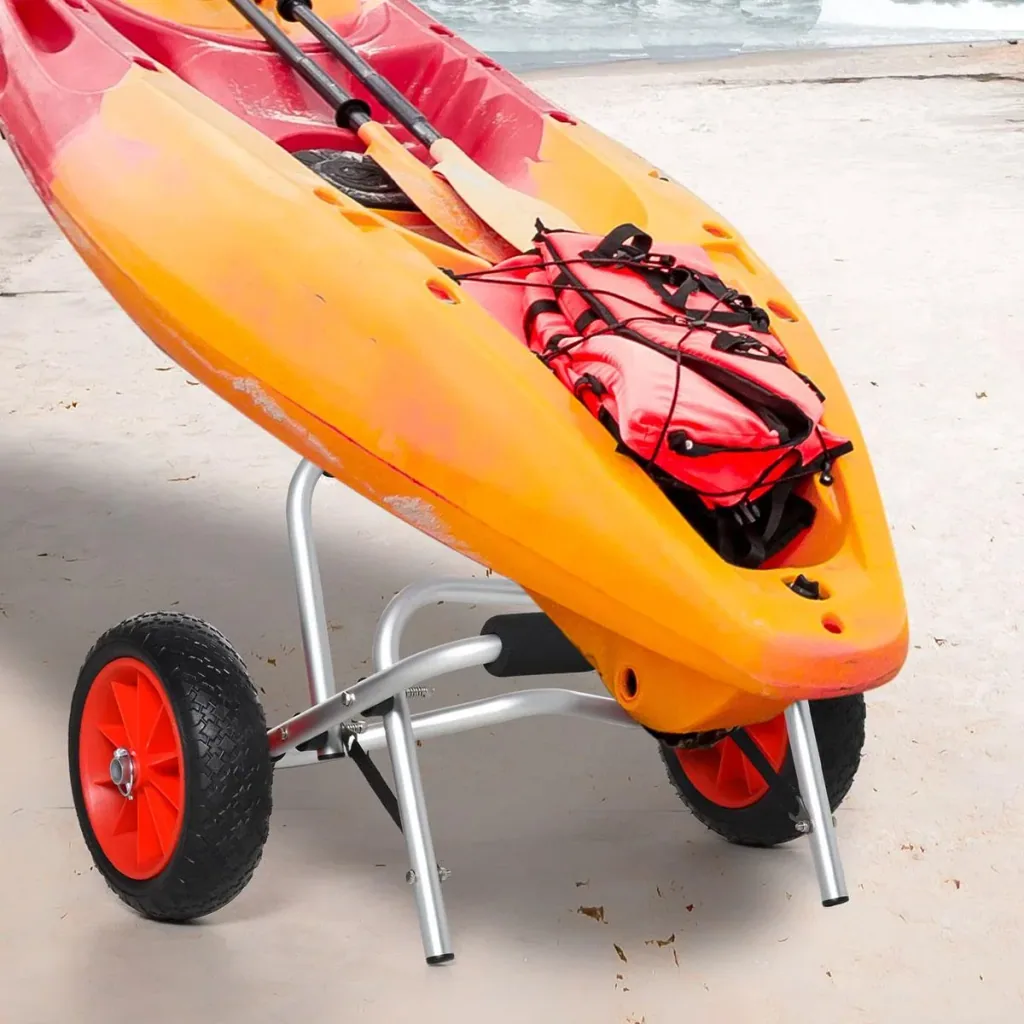 Alu Kanuwagen Kajakwagen Surfwagen klappbar mit Gurt PU-Räder Silber bis 75 kg 68 x 44,5 x 40 cm