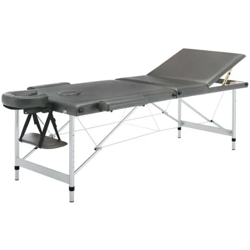 Massageliege 3 Zonen 186x68 cm Aluminiumrahmen anthrazit
