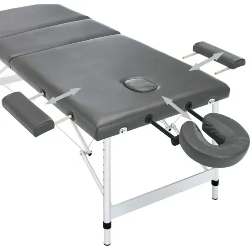 Massageliege 3 Zonen 186x68 cm Aluminiumrahmen anthrazit