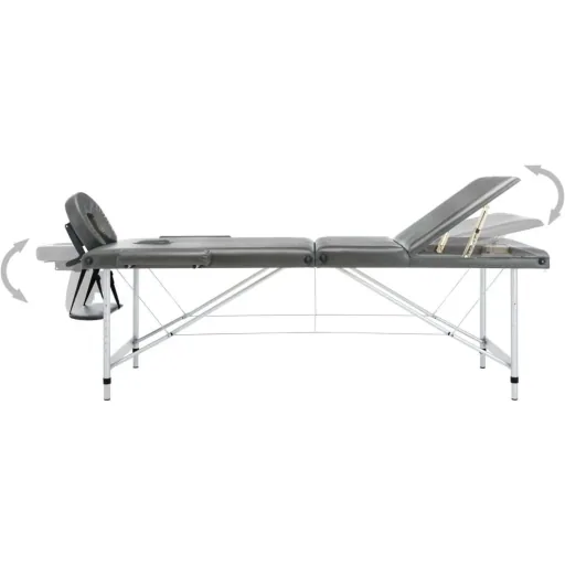 Massageliege 3 Zonen 186x68 cm Aluminiumrahmen anthrazit