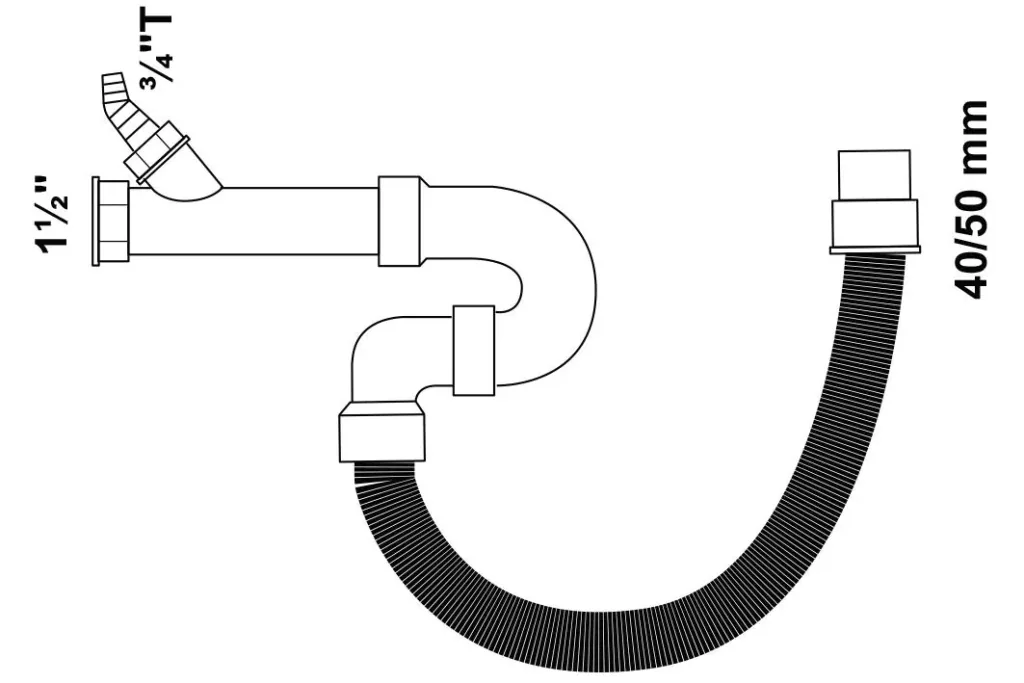 Flex- Spültisch- Röhrensiphon, 1 1/2" mit 3/4" Geräteanschluss