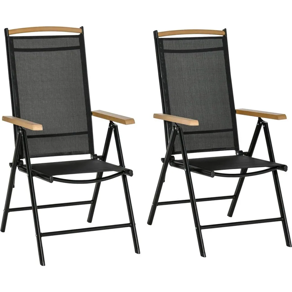 Gartenstuhl-Set 2-teilig schwarzes Netz 71,5 cm × 68 cm × 109 cm