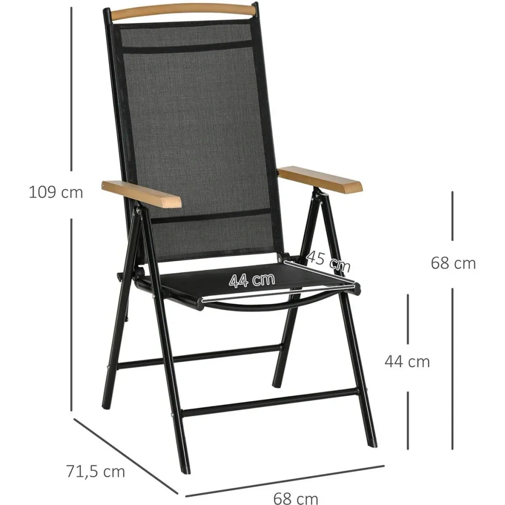 Gartenstuhl-Set 2-teilig schwarzes Netz 71,5 cm × 68 cm × 109 cm