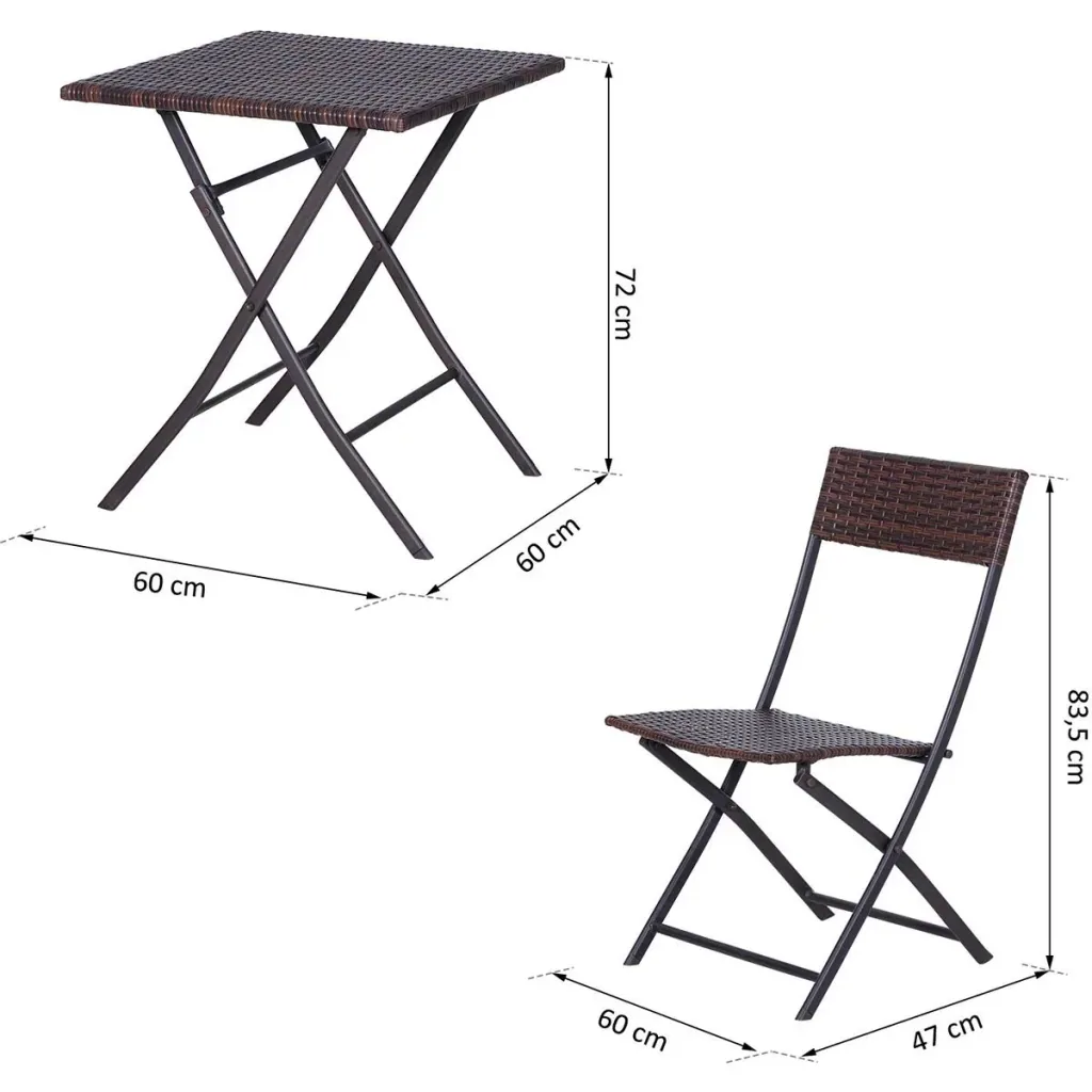 Balkonmöbel als 3-teiliges Set kaffeebraun