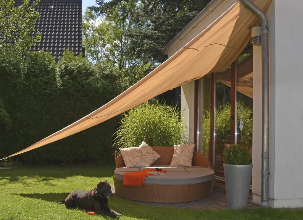 Sonnensegel, Polyester, Beige, 5 x 5 x 5 m