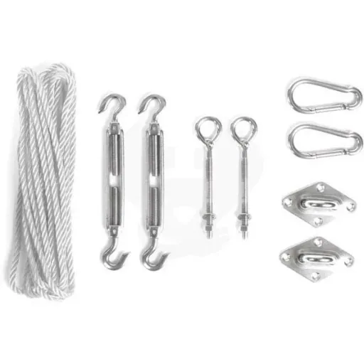 Schattentuch / Sonnensegel inklusive Perel-Befestigungskit - Rechteck - 4 x 3m - Creme