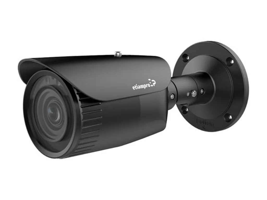 Zylindrische IP-Netzwerkkamera, Überwachungskamera, 2 MP, IR-LEDs, Nachtsicht 30 m, motorisiertes Varifokalobjektiv, WDR-Technologie, PoE-Funktion, App Guarding Vision, für Innen- und Außenbereich, schwarz