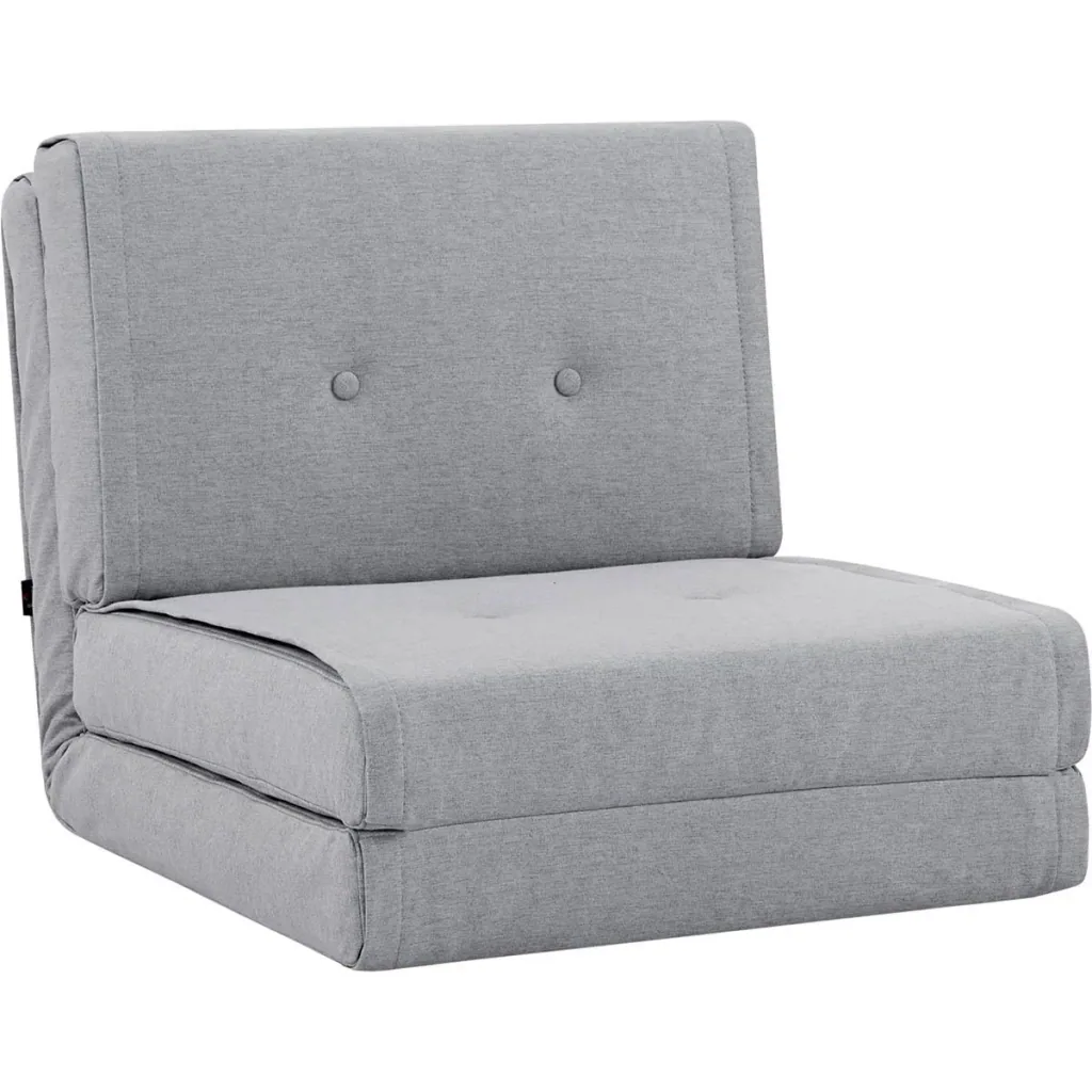 Zusammenklappbares Bodensofa mit Leinenbezug, hellgrau, 61 x 73 x 58 cm