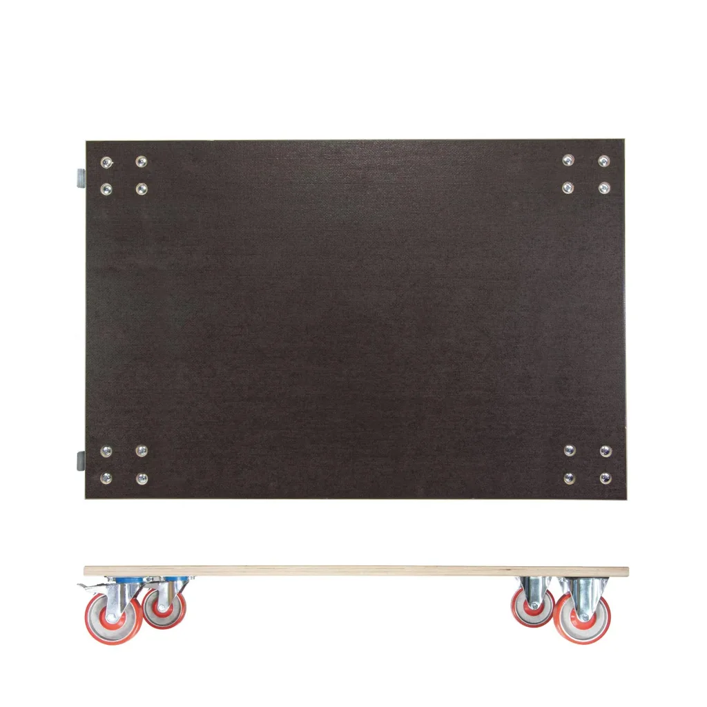 Transporthilfe MM 1349, 120 x 80 x 18 cm, harte Rollen Ø 125 mm Rollenlager, 2 Bremsen, Platte FSC®, Tragkraft 1.000 kg