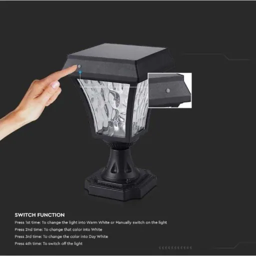 VT-983 Valencia Solar-Sockel Solar-LED-Lampe - 3 Lichtfarben