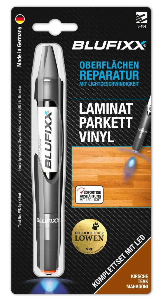 Reparaturstift 5 g PW für Laminat inklusive blauem LED-Licht, Kirsche