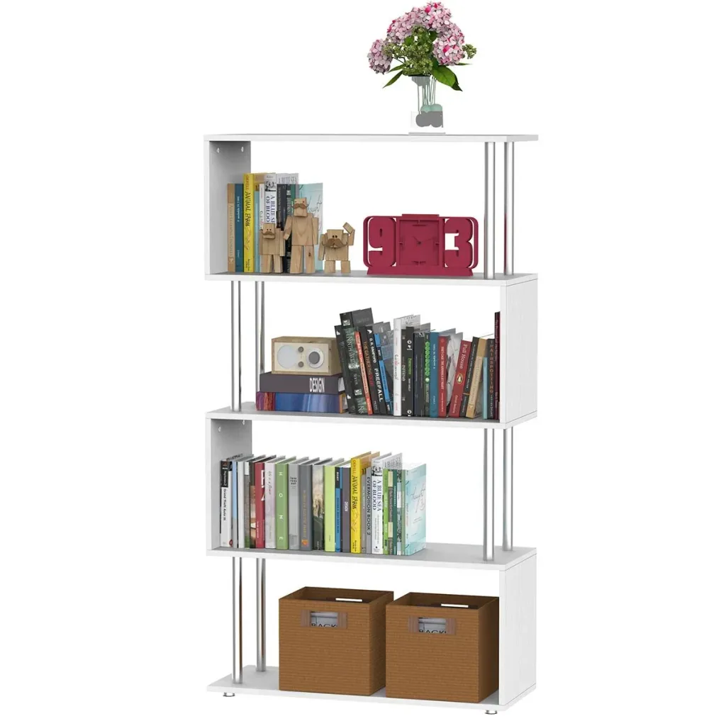 Standregal 4 Fächer Raumteiler Eckregal Wandregal Büroregal Weiß 80x30x145 cm