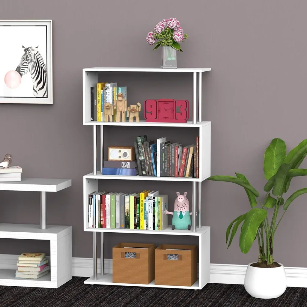 Standregal 4 Fächer Raumteiler Eckregal Wandregal Büroregal Weiß 80x30x145 cm