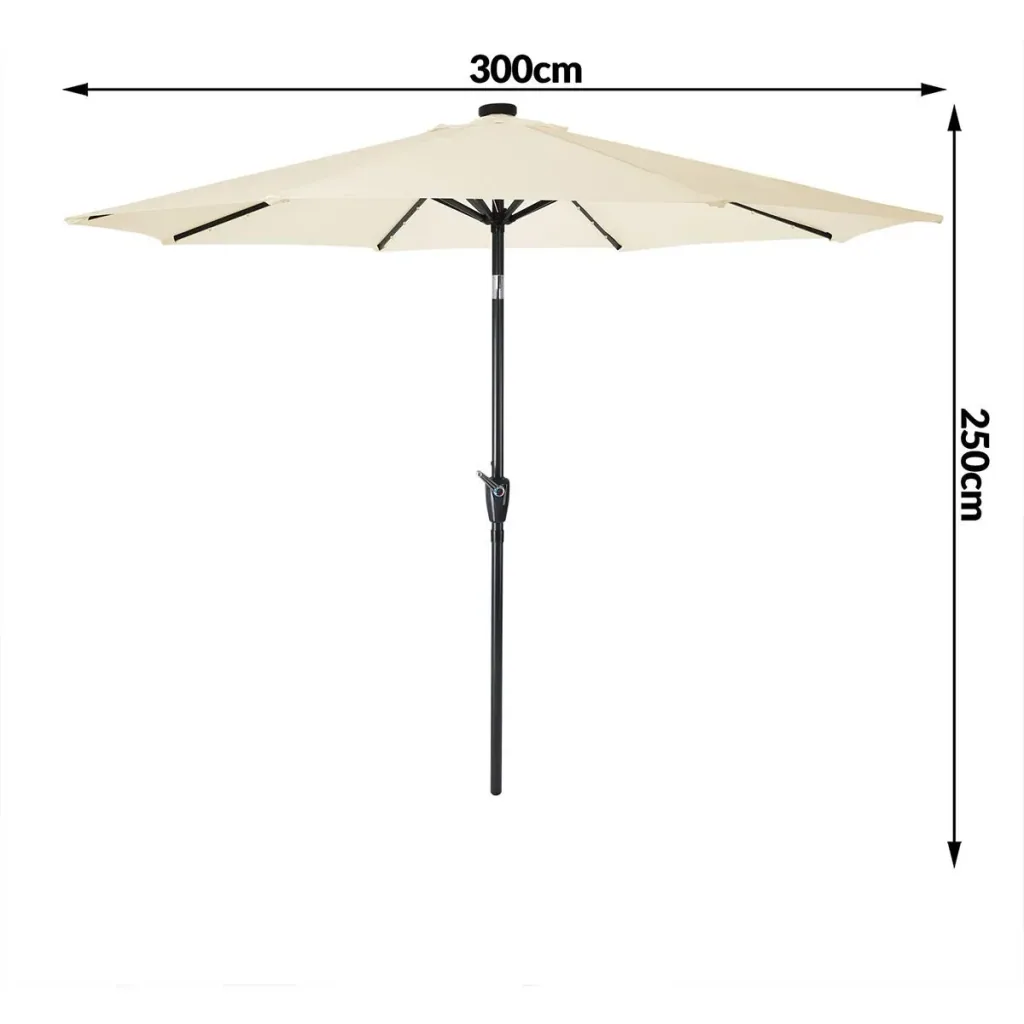 Sonnenschirm Florida mit LED-Beleuchtung kippbare Creme - Ø 3m