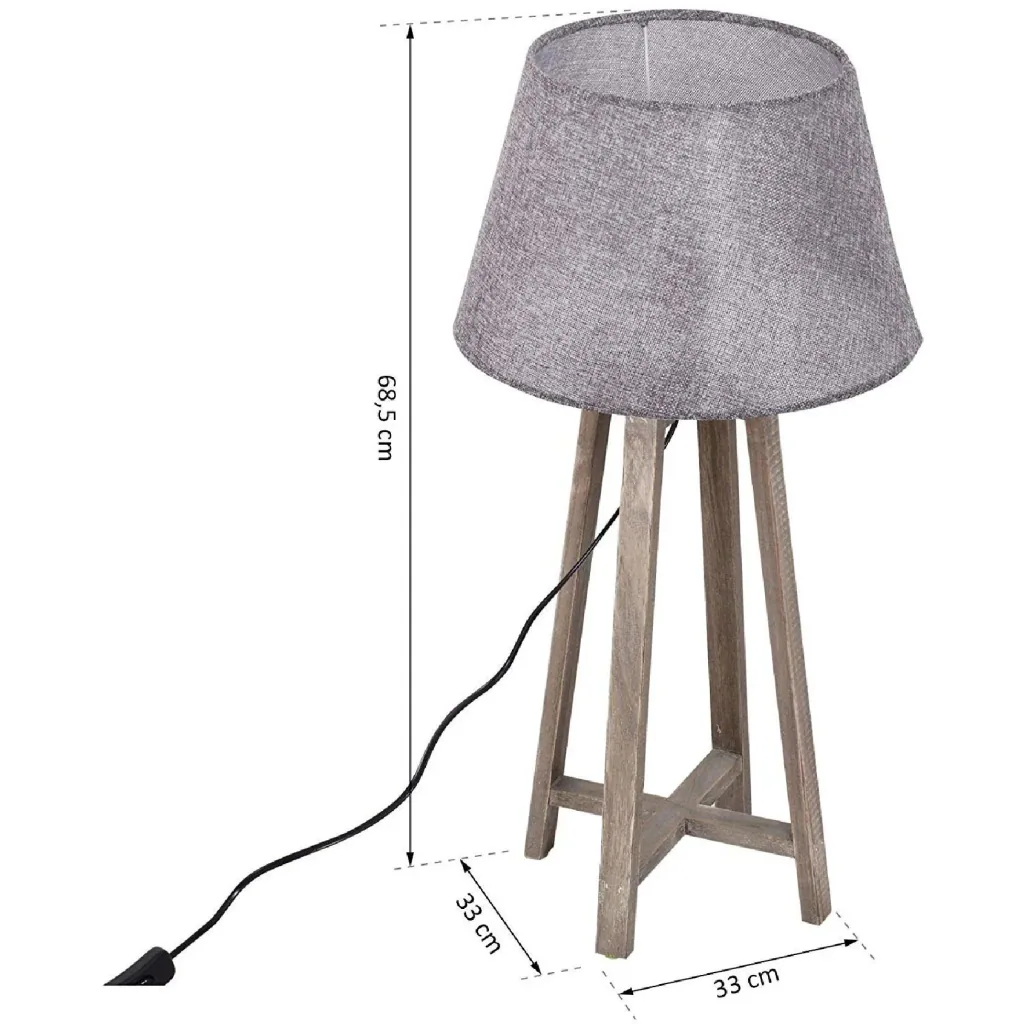 Tischlampe Nachttischlampe Stehlampe Stoffschirm Minimalistisch Büro Holz grau 40 W Skandinavisch 33 x 33 x 68,5 cm