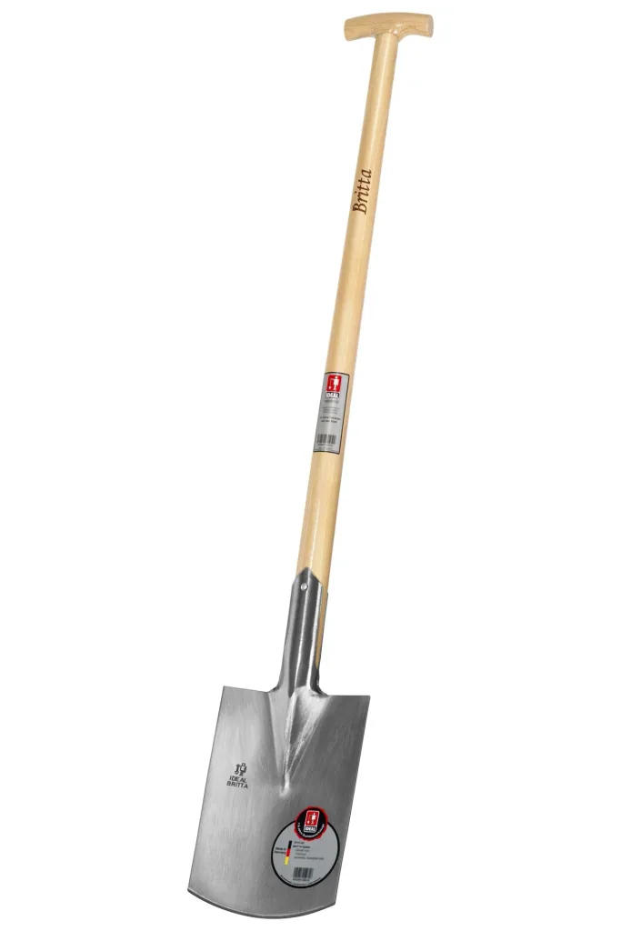 BRITTA-Spaten, Gärtner Form, Gr. 0, poliert, Eschen-T-Stiel 85 cm