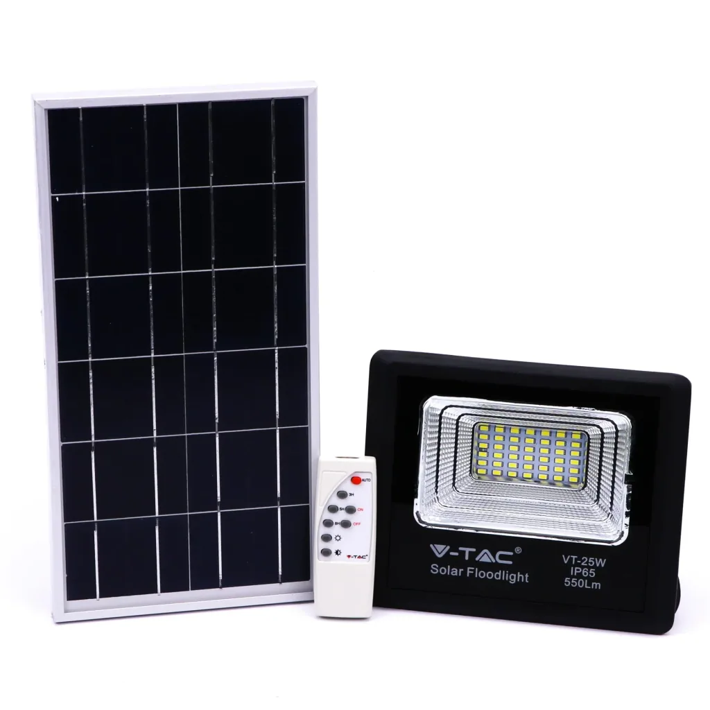 VT-25W Solarscheinwerfer mit separatem Solarpanel - 12W - 550 Lumen - 4000K - Solarenergie