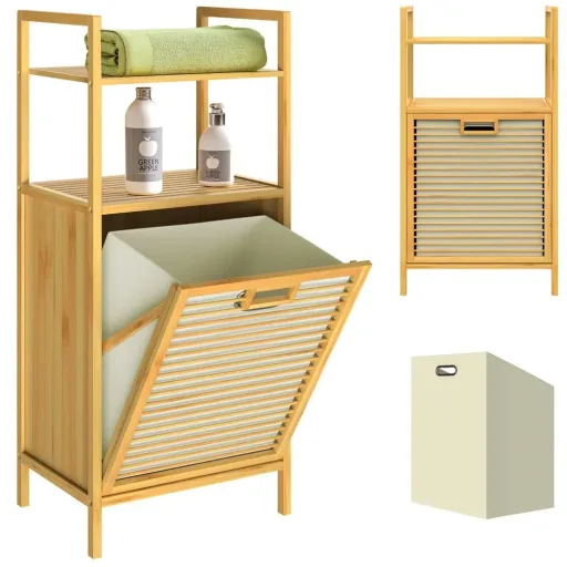 Badezimmerregal mit Wäschekorb 43l 40 x 30 x 95cm