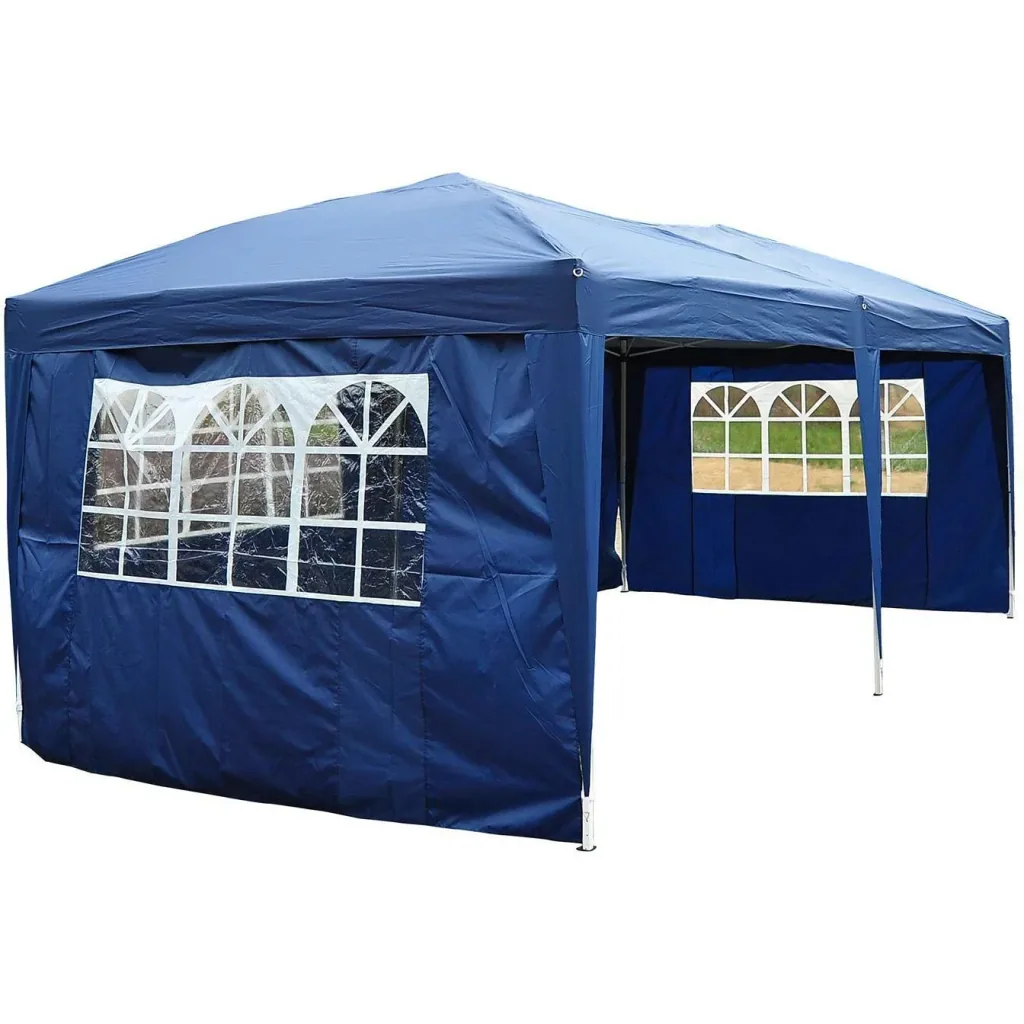 3x6m Faltpavillon Partyzelt Gartenzelt inkl. 4 Seitenteile Blau