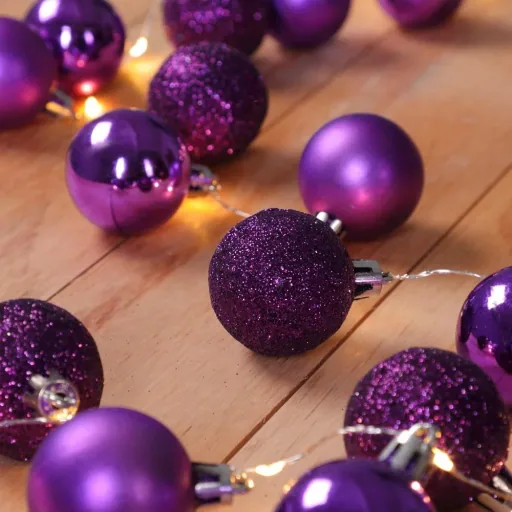 Weihnachtsbeleuchtung Kugeln 40-LED - Lila - 2m