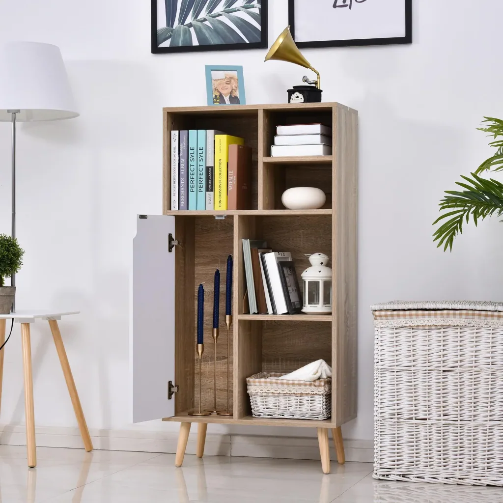 Schrank mit 5 offenen Fächern und 1 Schrank