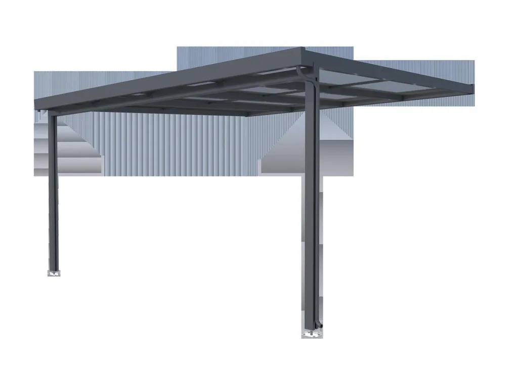 Terrassendach Premium, anthrazit, 4102 x 4060 mm - Polycarbonat Stegplatten 16 mm, klar