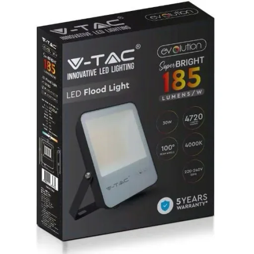 VT-30185 LED-Flutlicht - 30 W - 4720 Lm - 6400K - schwarz - Extra effizient