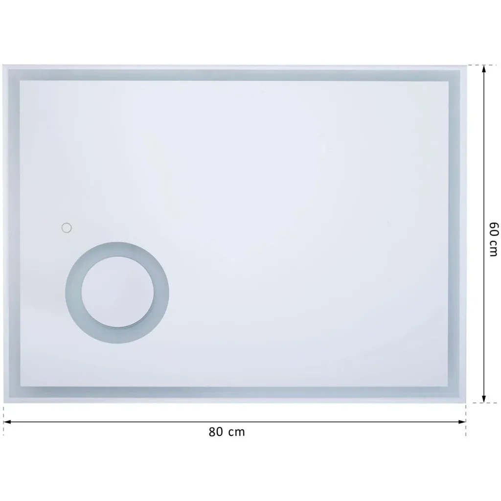 LED Badspiegel Badezimmerspiegel Wandspiegel Touchschalter Vergrößung Alurahmen Silber 80 x 3 x 60 cm
