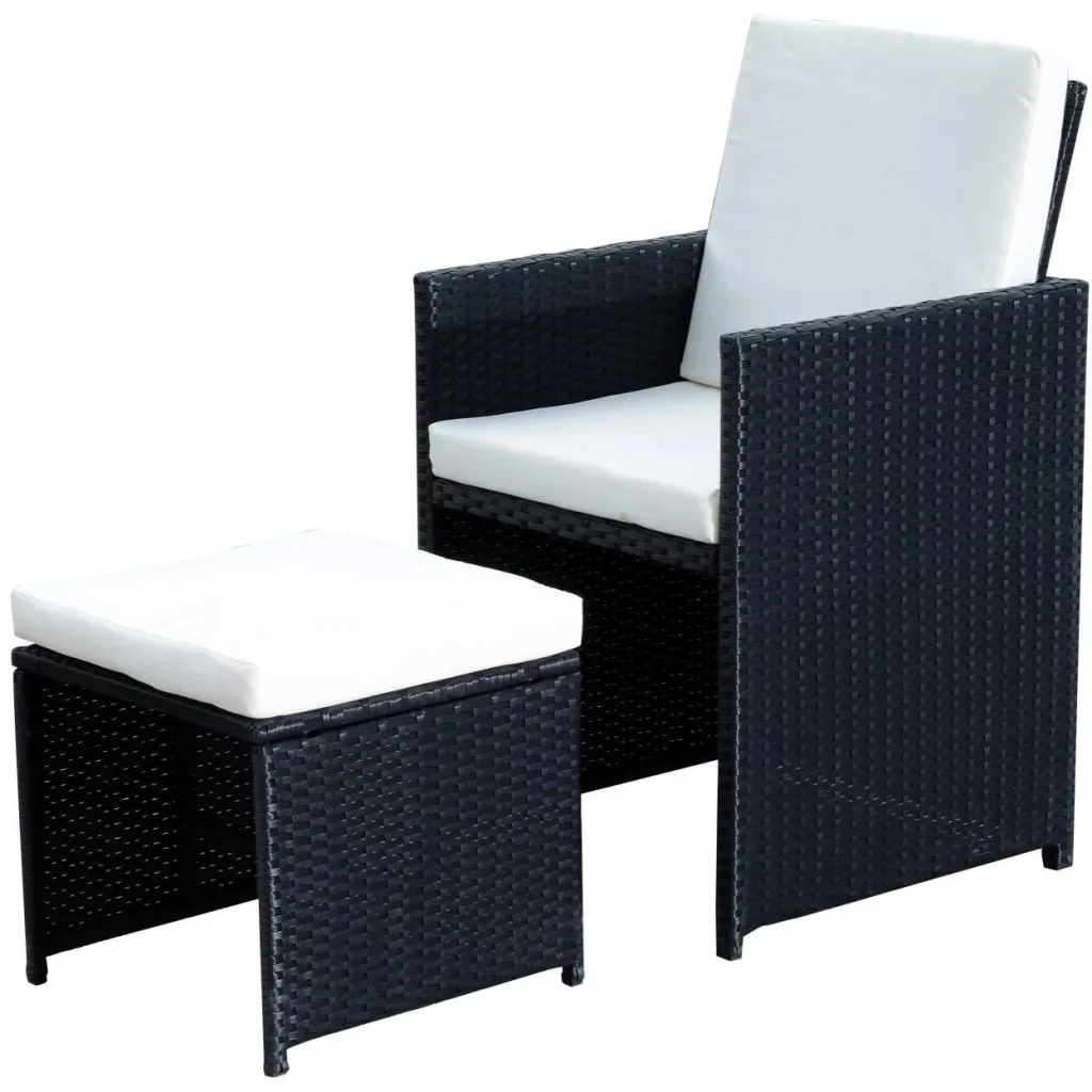 Polyrattan Essgruppe 21 tlg, Rattan Sitzgruppe 4 Stühle 4 Hocker inkl, Kissen