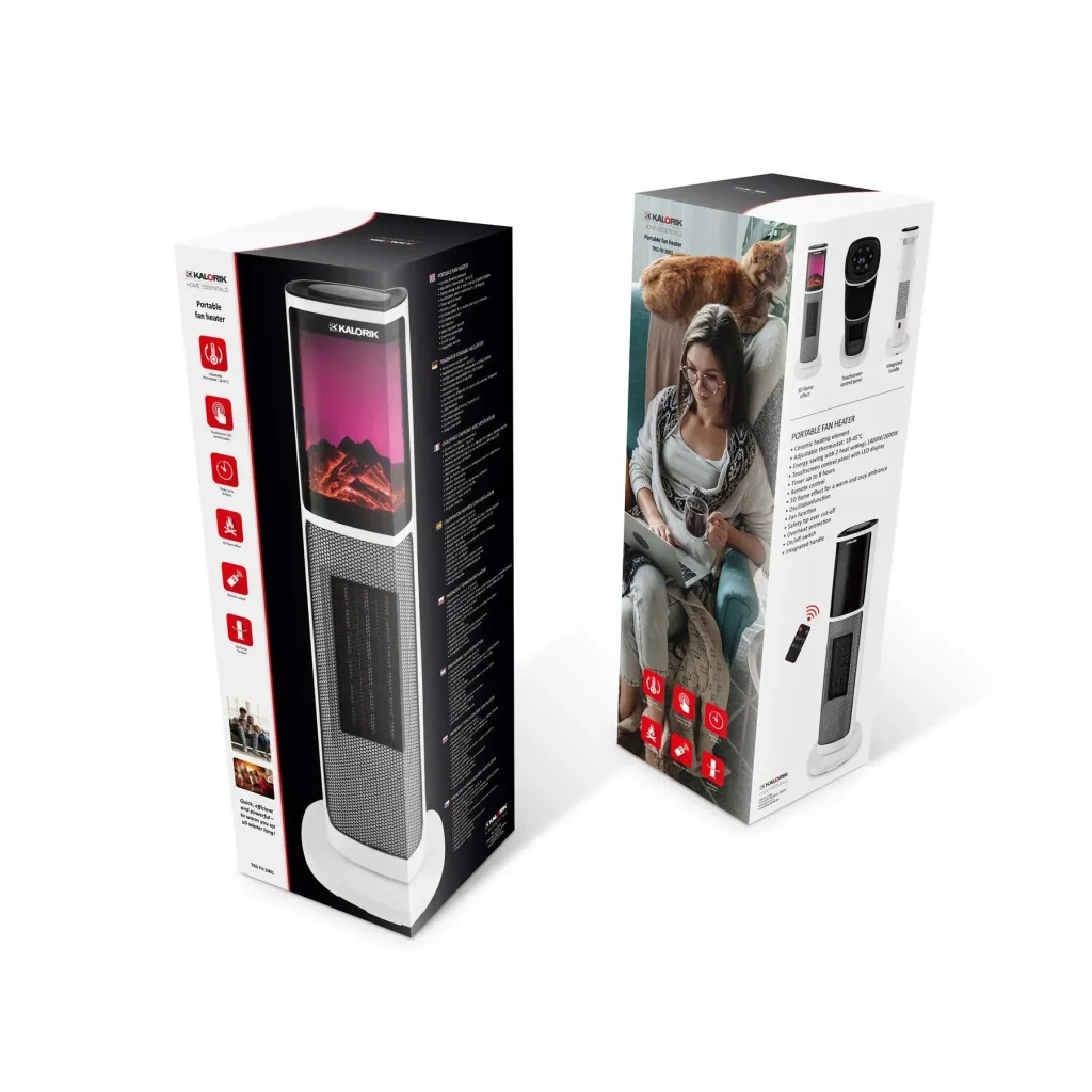 Heizlüfter mit Kaminfeuer und 3D Flammeffekt, 2000W , inklusive Fernbedienung