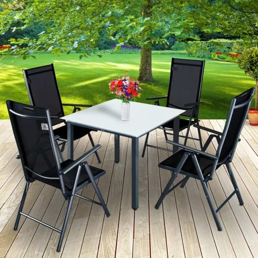 Gartenset Bern 4+1 in Aluminium anthrazit mit Milchglas