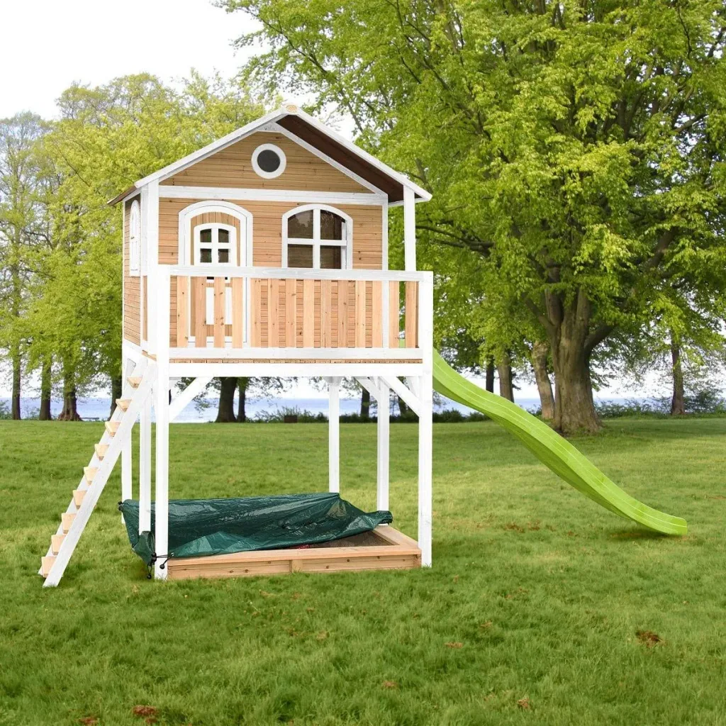 Andy Spielhaus Braun/Weiß - Lindgrüne Rutsche