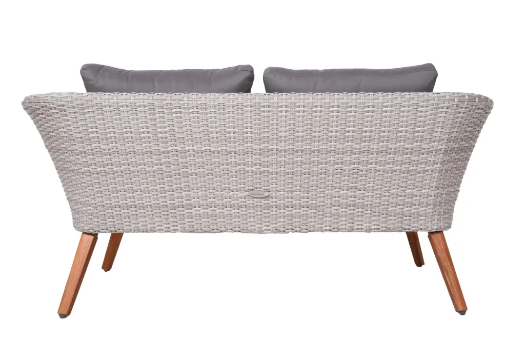 Sitzgruppe ARONA, 4-teilig, Alu / Akazie FSC 100% / Kunststoffgeflecht, grau