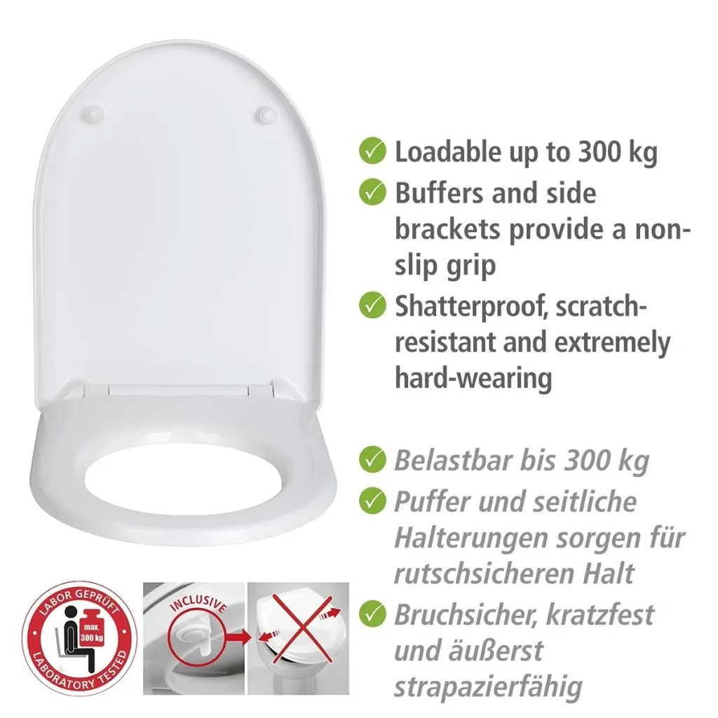 WC-Sitz Sindia, aus bruchsicherem Duroplast, belastbar bis 300 kg