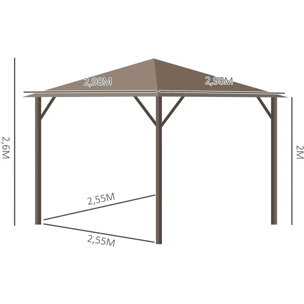 Gartenpavillon Pavillon 298 x 298 x 260 cm Gartenzelt Festzelt Partyzelt mit 4 x Doppel-Seitenteilw wetterfest Aluminium