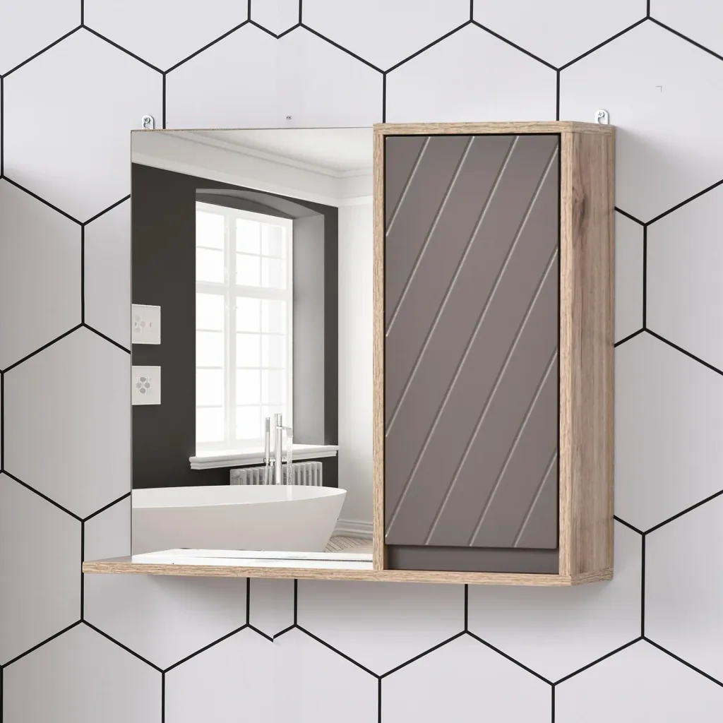 Badezimmer-Spiegelschrank, grau