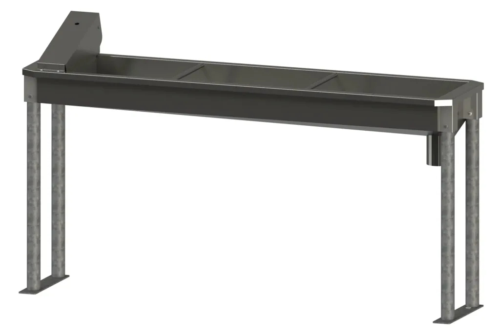 Beheizbare Trogtränke 100cm aus Edelstahl, mit Bodengestell
